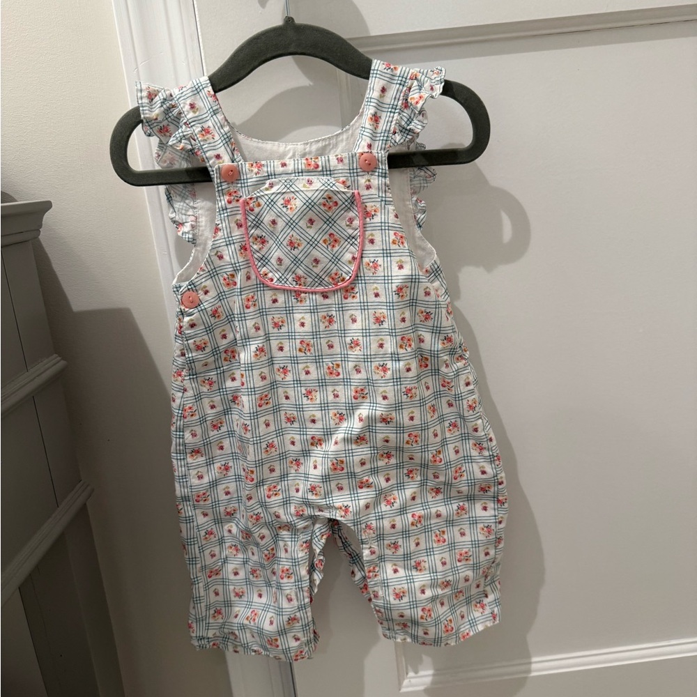 La Coqueta Floral Overalls with Ruffled Straps